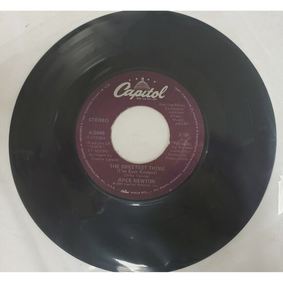 Record 45 RPM Vinyl Juice Newton- Ride 'Em Cowboy/ The Sweetest Thing - Picture 2 of 4